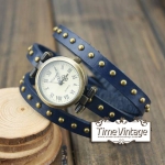นาฬิกาหนัง พันข้อมือ 3 รอบ-น้ำเงิน (ฟรีค่าจัดส่ง EMS)
