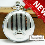 ***พร้อมส่ง**นาฬิกาพก ฝาทึบล็อคเก็สีเงินลาย VINTAGE CLASSIC FLOWER FLAME แบบสายหนีบ  (ฟรีกล่องไม้)