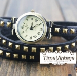 นาฬิกาหนัง พันข้อมือ 3 รอบ-สีดำ (ฟรีค่าจัดส่ง EMS)