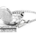 **พร้อมส่ง**นาฬิกาพกสร้อยคอสีเงิน SILVER ฝาทึบล็อคเก็ตลายไทยเถาวัลย์   (ฟรีกล่องไม้)