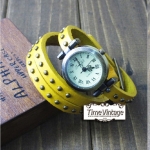 นาฬิกาหนัง พันข้อมือ 3 รอบ-สีเหลือง (ฟรีค่าจัดส่ง EMS)