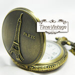 **พร้อมส่ง**Size M นาฬิกาพกฝาทึบแบบล็อตเก็ต  Eiffel Tower (ฟรีกล่องไม้)