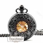 **พร้อมส่ง**นาฬิกาพก ไขลาน "Carved Butterfly Steampunk Gold Skeleton"#2 (ฟรีค่าจัดส่งEMS+กล่องไม้)