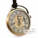 **พร้อมส่ง**นาฬิกาพก ไขลานหน้าปัดกลไก ดีไซด์ "Steampunk Brone See Skeleton Mechanial" (ฟรีค่าจัดส่งEMS+กล่องไม้)